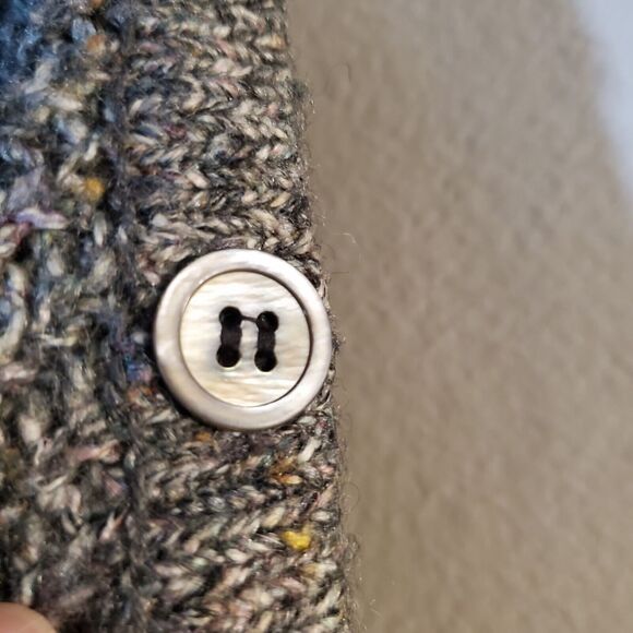 Design Options L Gray Cowl Sweater Oversize Shell Button 3/4 Sleeve Lagenlook - Picture 6 of 10